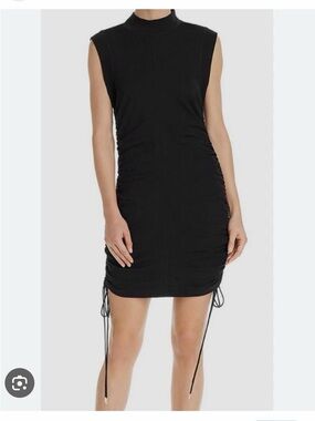 Alexander Wang T- Sleeveless Black Ruched Mini Dress